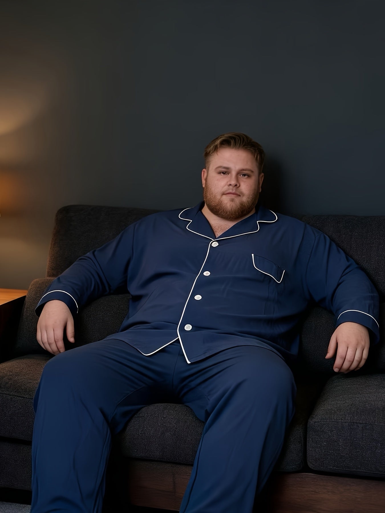 Nouvel ensemble de pyjama pour homme grande taille avec manches