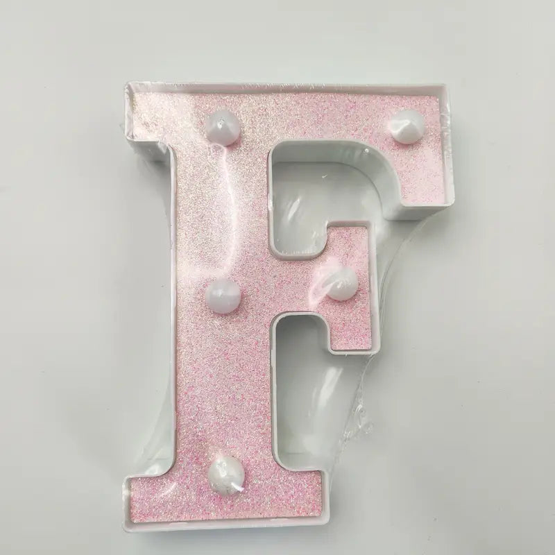 Lettre Lumineuse LED Alphabet Décorative – Initiale E Rose Pailleté pour Éclairage de Chambre et Fête