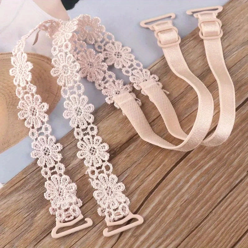 Bretelles de Soutien-Gorge en Dentelle Florale – Réglables & Élégantes, Accessoire Lingerie Femme Chic & Confortable