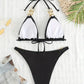 Bikini Noir Femme avec Chaînes Dorées – Ensemble de Plage Chic et Glamour