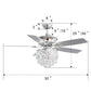 Ventilateur de plafond avec lustre cristal – 5 pales réversibles et éclairage LED élégant