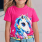T-shirt Fille Licorne Colorée – Haut Enfant Manches Courtes Imprimé Fantaisie et Tendance