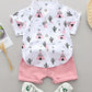 Chemise garçon à motifs cactus et tipis avec short rose, coloris Couleur rose