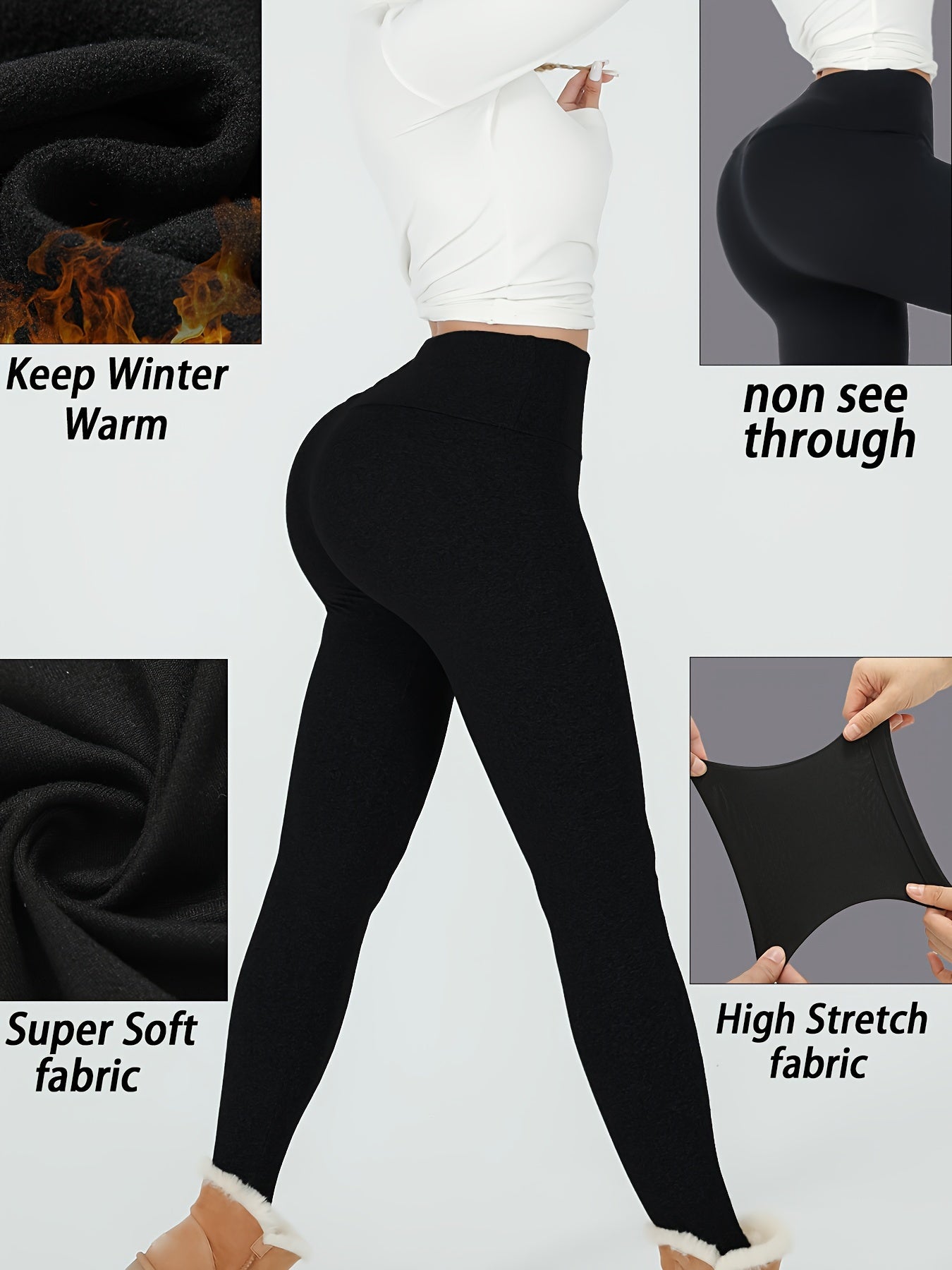 Leggings Femme Doublés Polaire Taille Haute