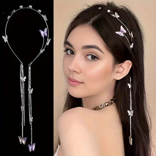 Diadème papillon femme avec strass – Accessoire de costume élégant pour soirée, mariage et cosplay
