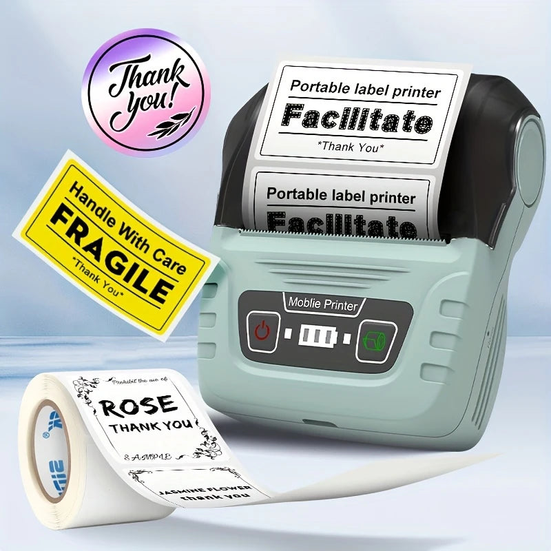 Imprimante Portable Étiquettes Personnalisées – Sans Fil & Rechargeable – Idéale Bureau, Colis & Merci