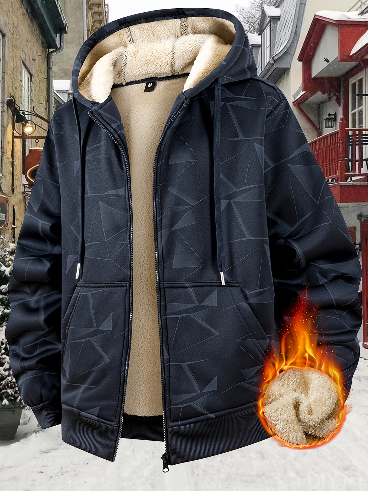 Manteau Épaissi en Polaire à Capuche pour Homme