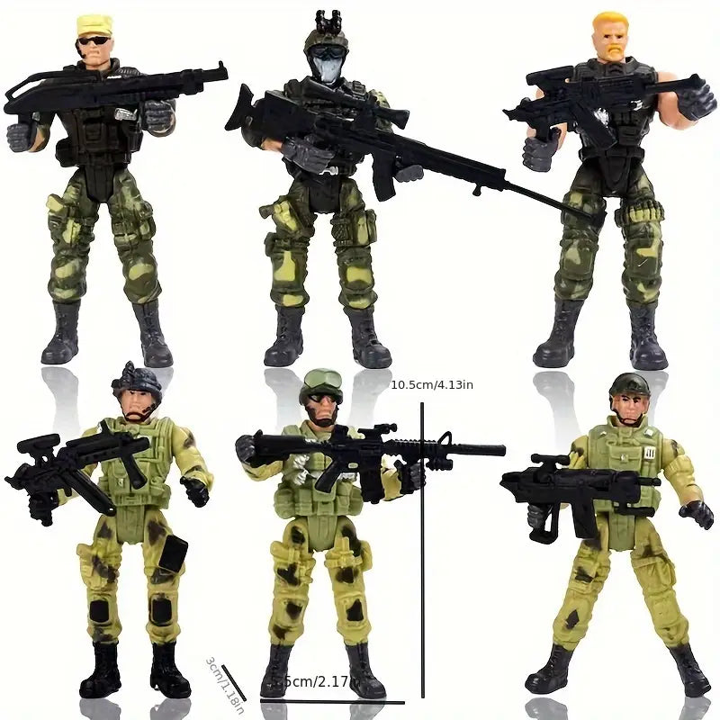 Ensemble de figurines soldats militaires – 6 figurines articulées avec tenues de combat réalistes