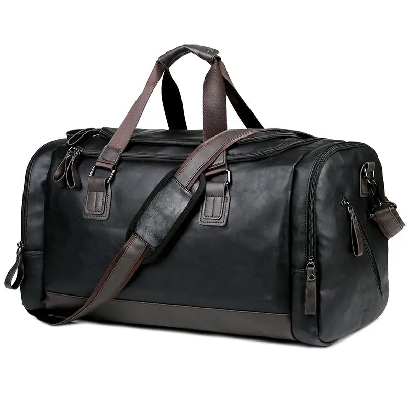 Sac à main homme en cuir noir  Sac de voyage élégant et spacieux