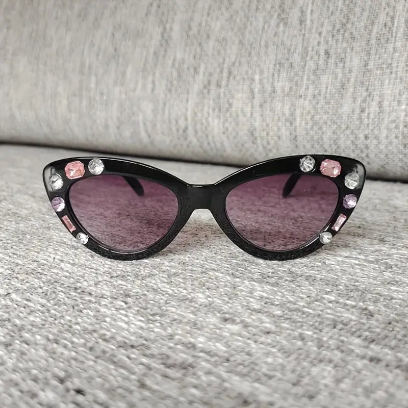 Lunettes de soleil enfants violettes avec strass – Style chic et protection UV