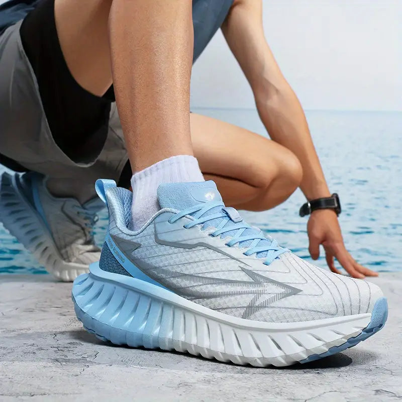 Baskets garçon – Chaussures de sport running bleu clair respirantes avec semelle amortissante tendance