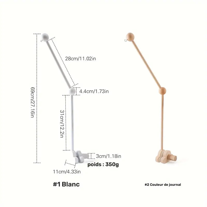 Support mobile en bois pour lit bébé – Bras rotatif décoratif pour chambre bébé