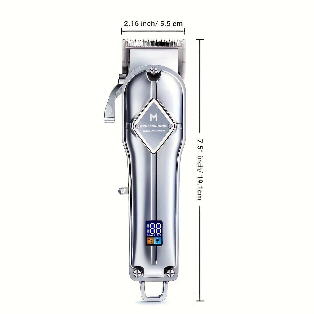Tondeuse de Coupe Professionnelle Sans Fil – Écran LED, 12 Sabots, Kit Complet pour Coiffeur & Barbier