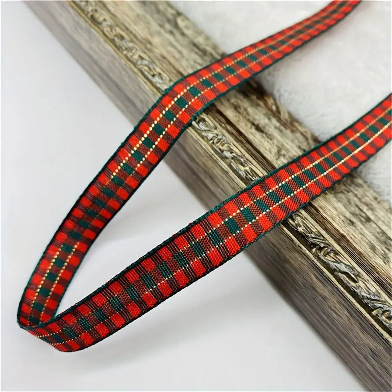 Ruban à carreaux rouge et vert – Décoration festive pour emballage cadeau, bricolage et créations de Noël