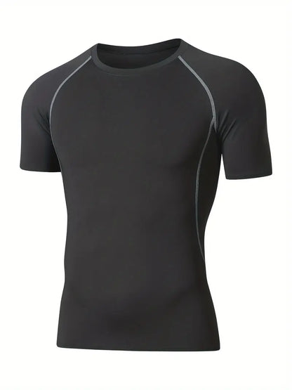 T-shirt de sport homme compression – Respirant & extensible – Idéal musculation, running et fitness