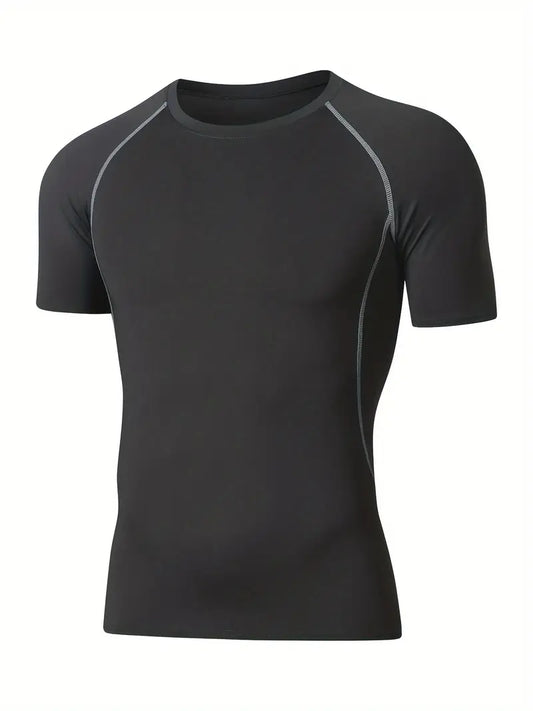 T-shirt de sport homme compression – Respirant & extensible – Idéal musculation, running et fitness