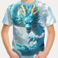 T-shirt Garçon Fantaisie Dragon Bleu – Motif 3D Écailles et Nuages