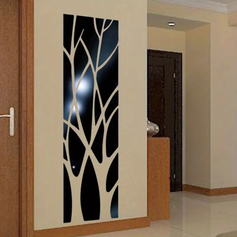 Sticker mural design arbre noir – Décoration murale verticale moderne pour salon, entrée ou bureau