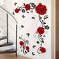 Sticker mural fleurs et papillons – Décoration murale avec roses rouges en relief, pour salon ou chambre