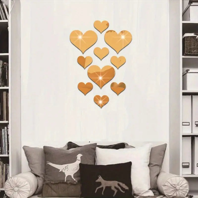 Sticker mural cœurs noirs 50x35 cm – Décoration murale amovible pour chambre, salon ou bureau