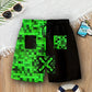 Maillot de bain garçon short plage vert et noir style pixel