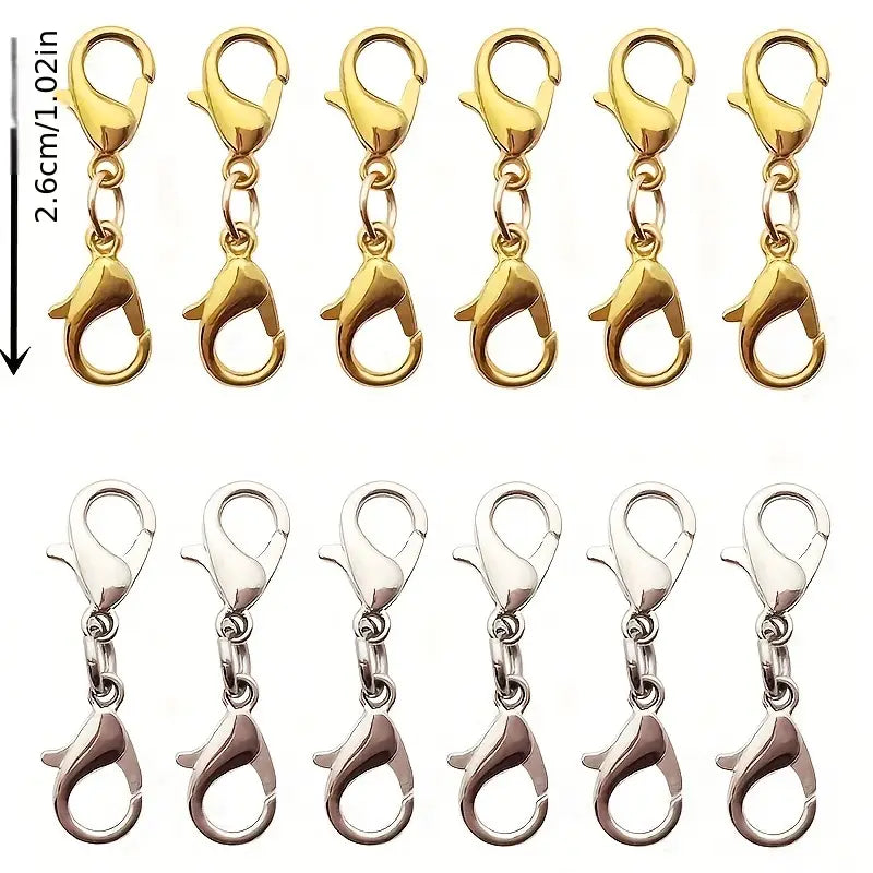 Attache Mousqueton Double en Métal Argenté – Fermoir Pratique pour Bijoux, Sacs et Porte-Clés
