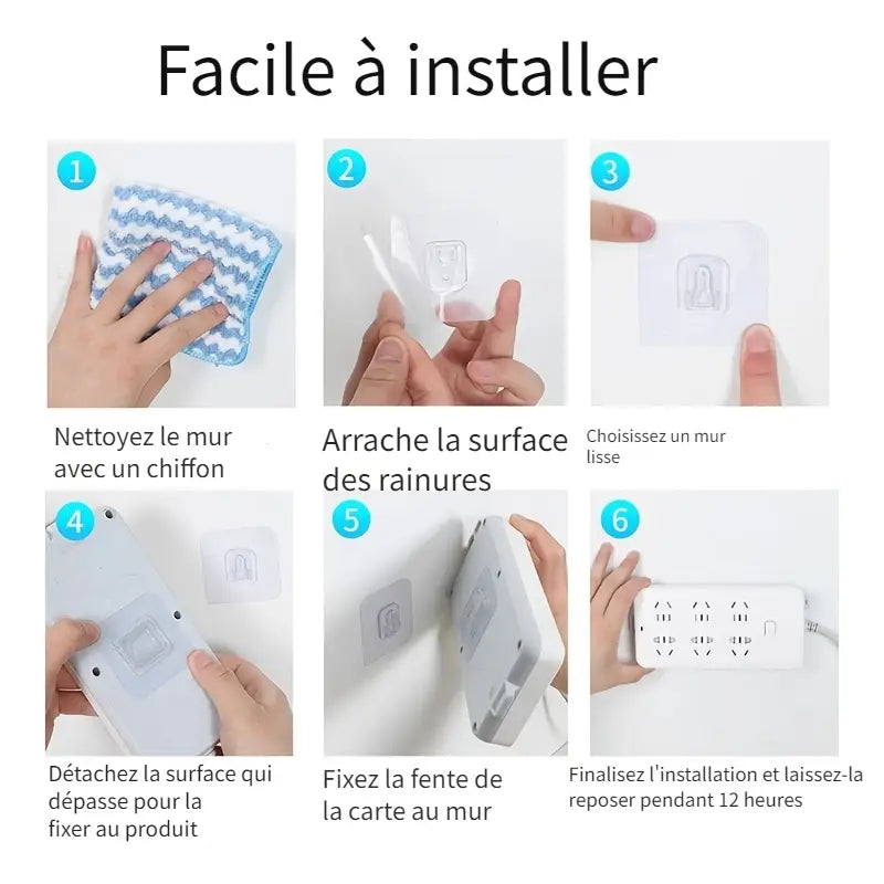 Crochets Muraux Transparente Autocollants – Fixation Sans Perçage, Réutilisables et Ultra-Résistants pour Salle de Bain et Cuisine