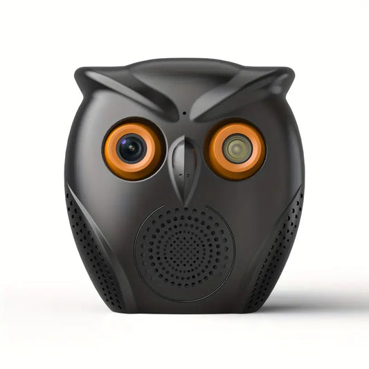 Caméra de Surveillance Extérieure en Forme de Hibou – Vision Nocturne HD, Détection de Mouvement et Audio Bidirectionnel