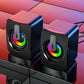 Enceintes USB Stéréo avec Lumières LED RGB – Haut-Parleurs de Bureau pour PC, Ordinateur Portable et Gaming