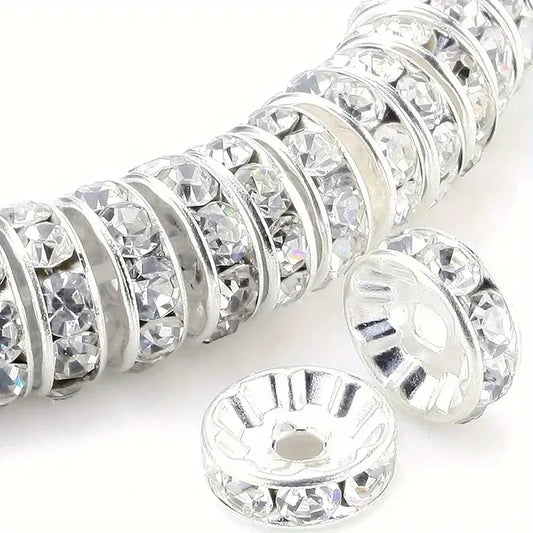 Intercalaires Strass Ronds Argentés – Perles Brillantes pour Création de Bijoux DIY | Perlage et Fabrication de Bijoux