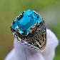 Bague homme vintage en argent avec pierre précieuse jaune – Bijou massif et élégant