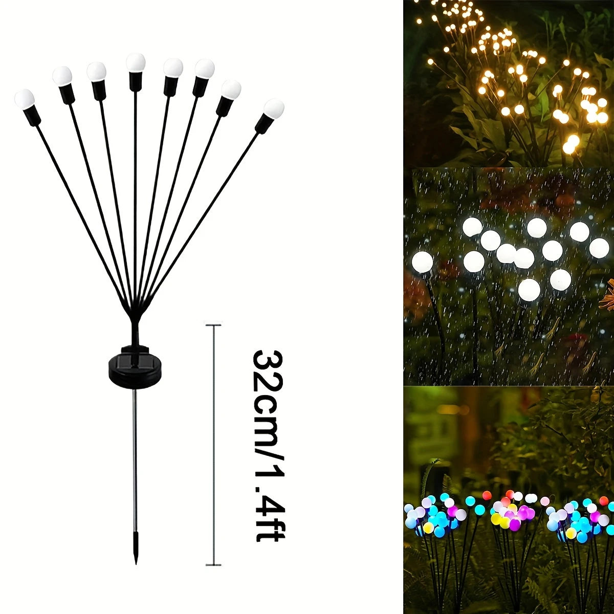 Lampe Solaire Extérieure en Forme de Feu d’Artifice – Éclairage LED Jardin Intelligent, Étanche, à Lumière Chaude ou Multicolore