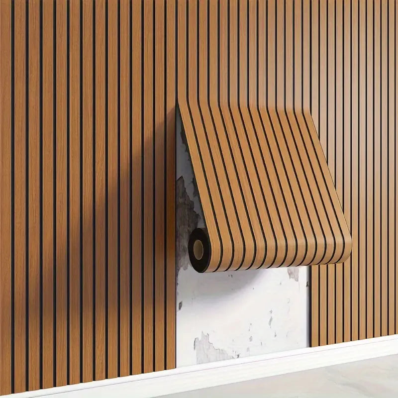 Papier Peint 3D Imitation Lames de Bois – Revêtement Mural Moderne et Facile à Poser pour Décoration Intérieure