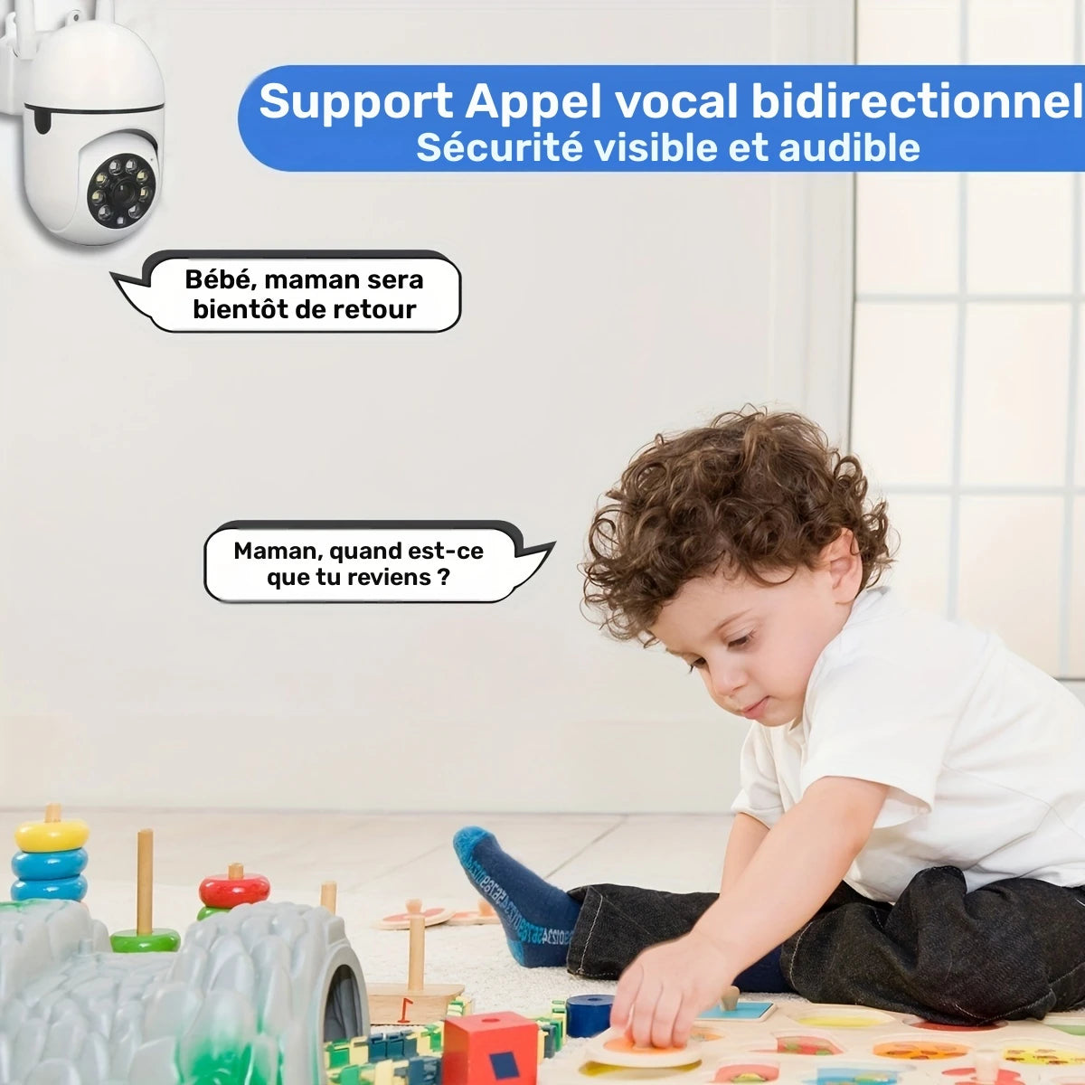 Caméra de surveillance Wi-Fi extérieure HD 2MP – Vision nocturne couleur et infrarouge, détection de mouvement, audio bidirectionnel