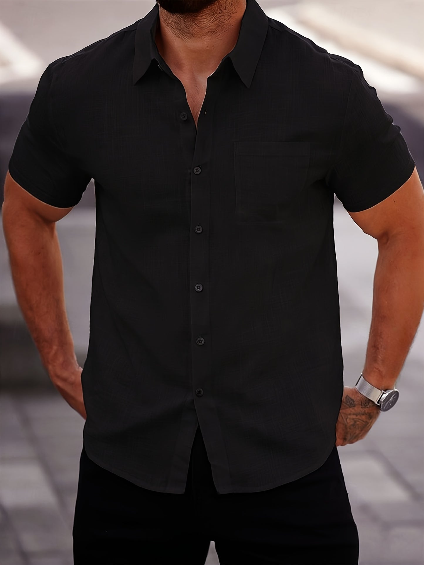 Chemise Homme à Manches Courtes de Couleur Unie