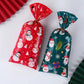 Sachets Cadeaux de Noël – Pochettes Festives avec Motifs Père Noël et Lutins pour Emballage Cadeaux