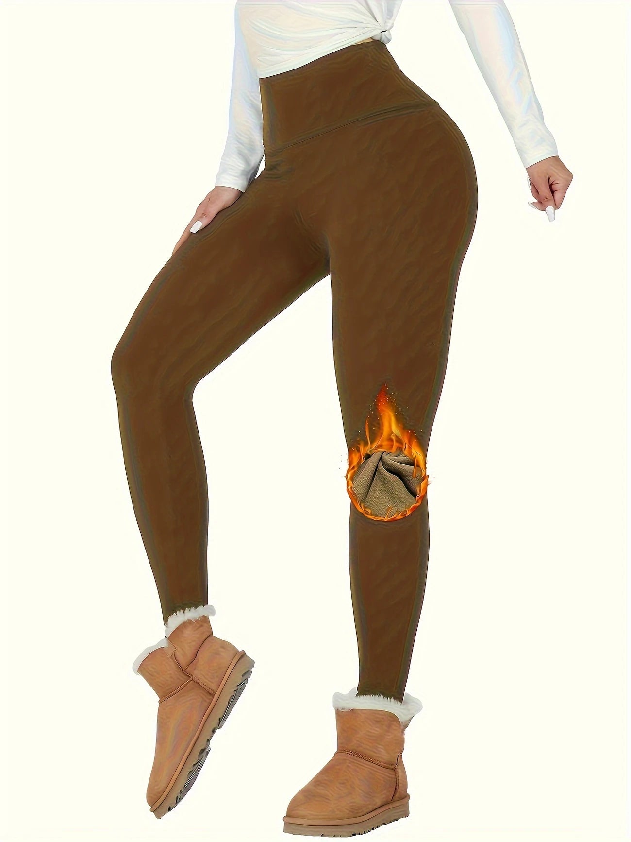 Legging Hiver Femme Doublé Polaire – Taille Haute Thermique & Anti-Froid