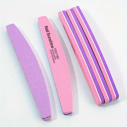 Limes à Ongles Professionnelles Double Face 100/180 – Outils de Polissage et Ponçage Manucure et Pédicure