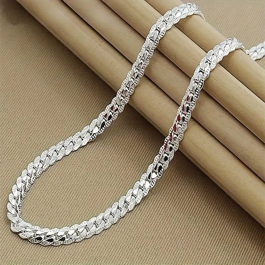 Collier homme chaîne plate en acier inoxydable argent – Bijou tendance et résistant
