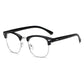 Lunettes de vue femme rétro – Monture demi-cerclée noire et argent élégante