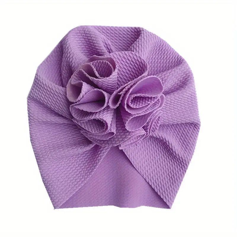 Turban Bébé avec Fleur en Tissu – Chapeaux et Casquettes Enfant Élégants | Bonnet Mode Fille Confort & Style