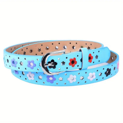 Ceinture Enfant avec Motifs Fleur Colorés, coloris Bleu
