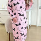 Chemise de Nuit à Manches Longues Automne/Hiver avec Imprimé Nœud Rose