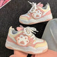 Chaussures de sport fille – Baskets blanches avec motif patte de chat kawaii confortables et tendance