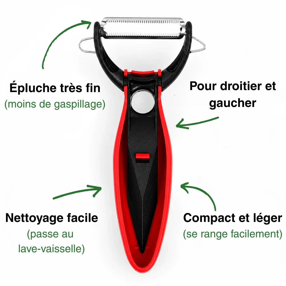 Éplucheur de Légumes Ergonomique Multi-Usage avec Lame de Rechange