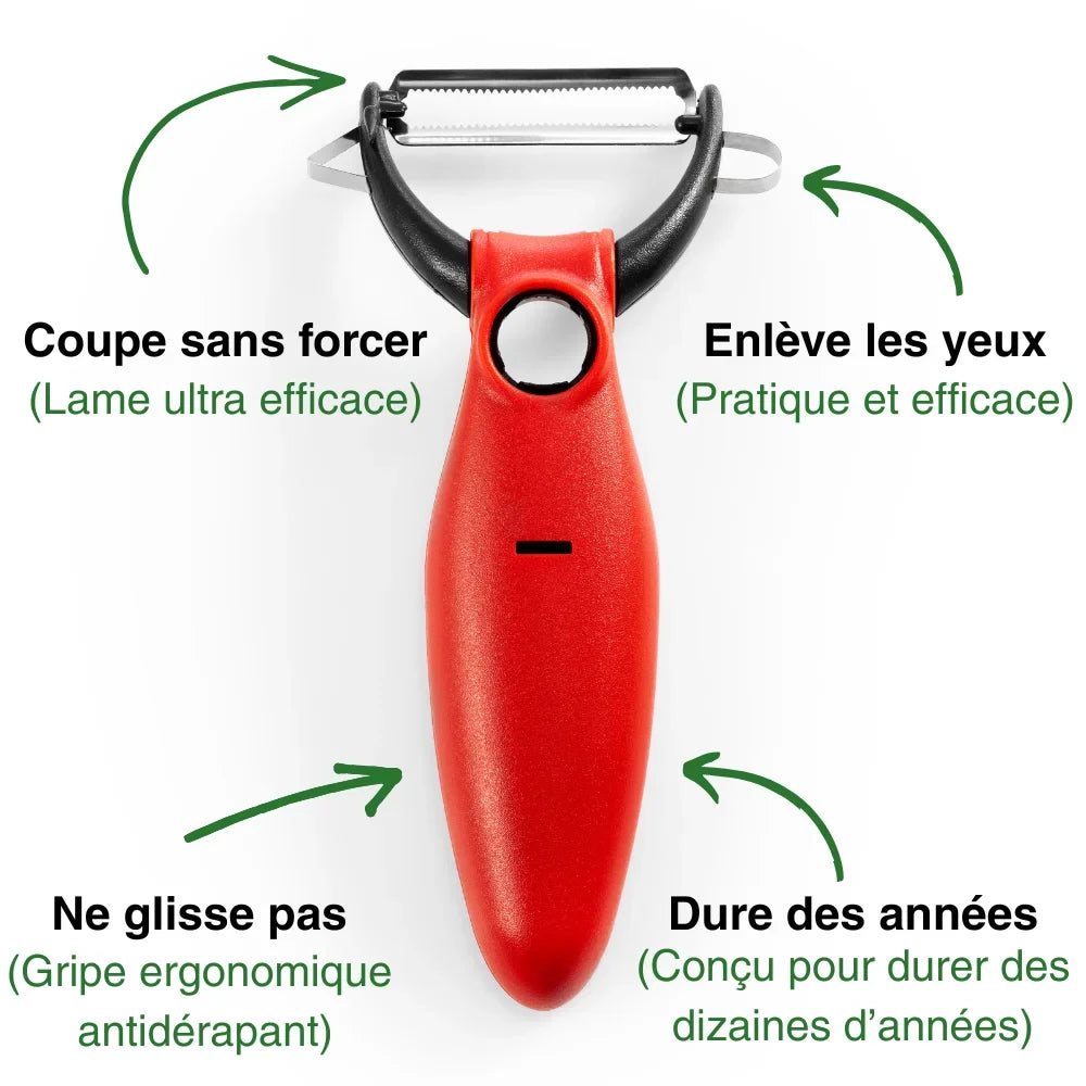 Éplucheur de Légumes Ergonomique Multi-Usage avec Lame de Rechange