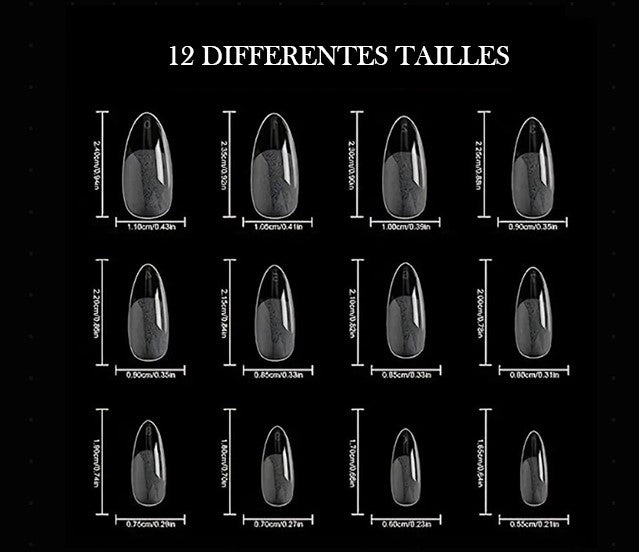 Kit de 120 Faux Ongles Transparente en Coffret – Capsules à Ongles Longues Forme Amande pour Pose Gel ou Acrylique