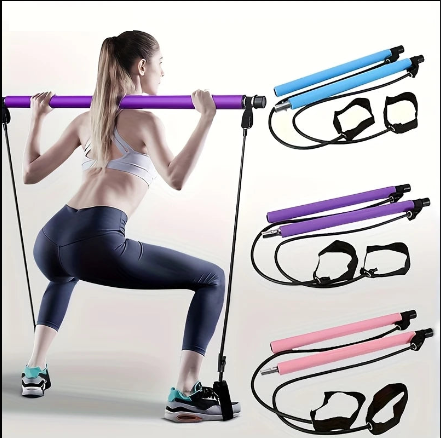 Barre de Pilates Multifonction avec Élastiques – Kit d’Entraînement Complet pour Yoga, Fitness et Renforcement Musculaire à Domicile