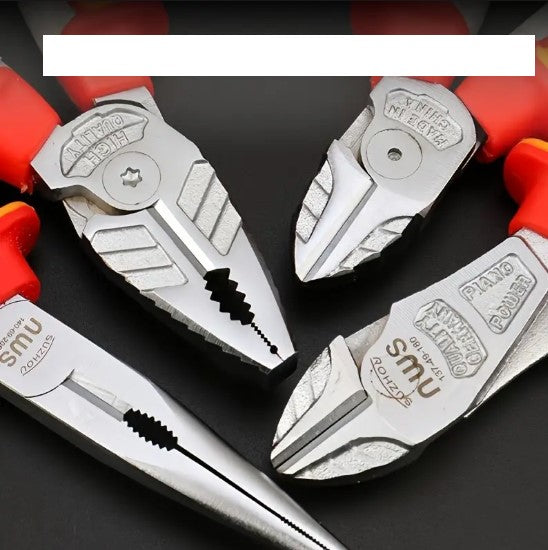 Lot de 4 pinces isolées électriques – Outils manuels professionnels à manche bicolore