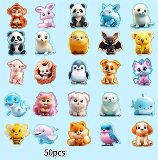Autocollants 3D Animaux Mignons – Stickers Décoratifs pour Ordinateur Portable, Tablette et Coque de Téléphone